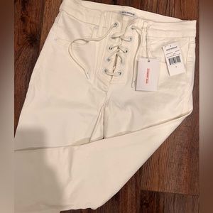 Good American Good Waist Crop Jeans Lace Up Corset Tie size 6/28 NWT